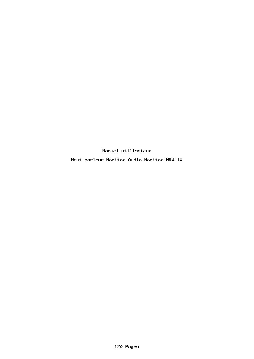 Page 1 de la notice Manuel utilisateur Monitor Audio Monitor MRW-10