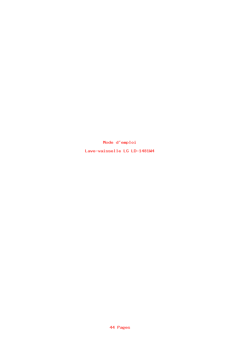 Page 1 de la notice Mode d'emploi LG LD-1481W4