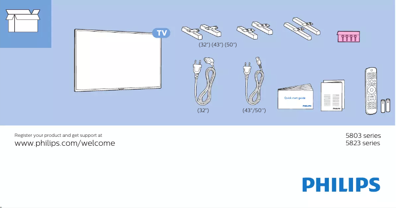 Page 1 of the manual Quick Start Guide Philips 50PFS5803