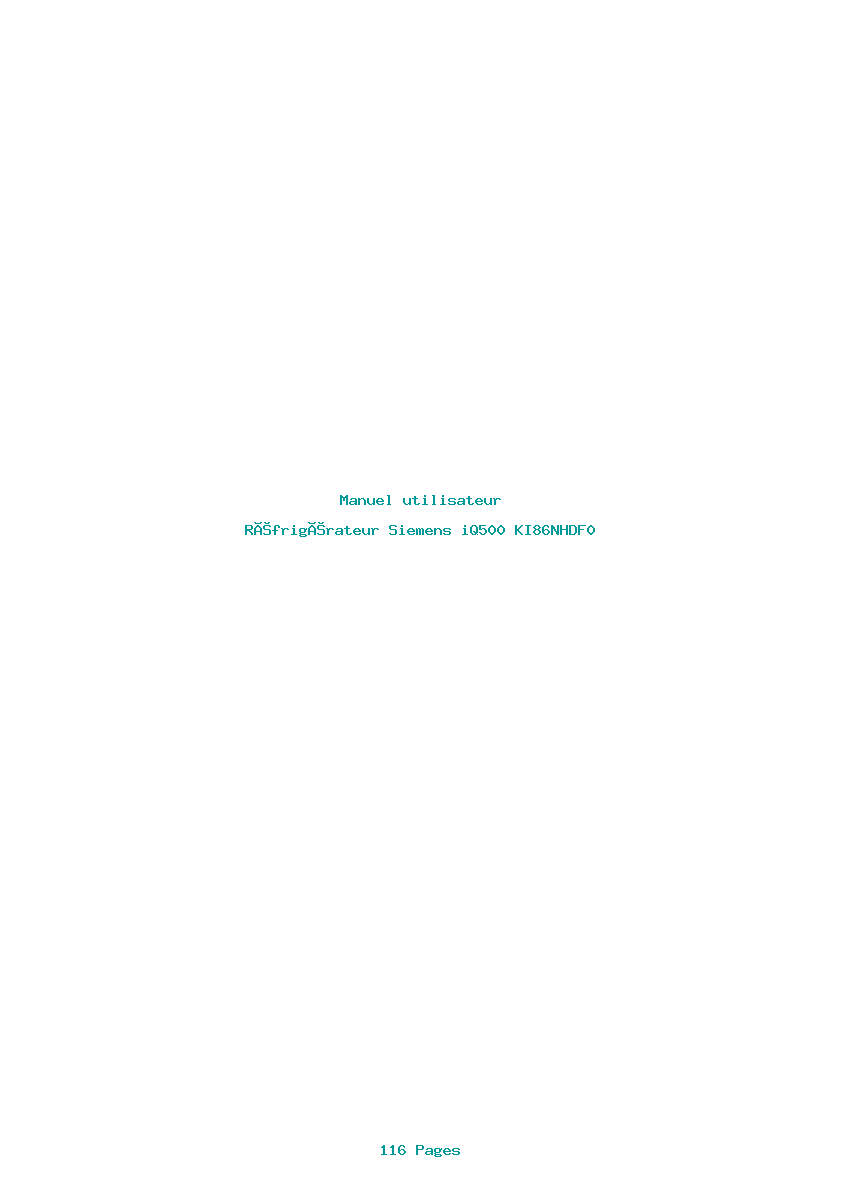 Page 1 de la notice Manuel utilisateur Siemens iQ500 KI86NHDF0