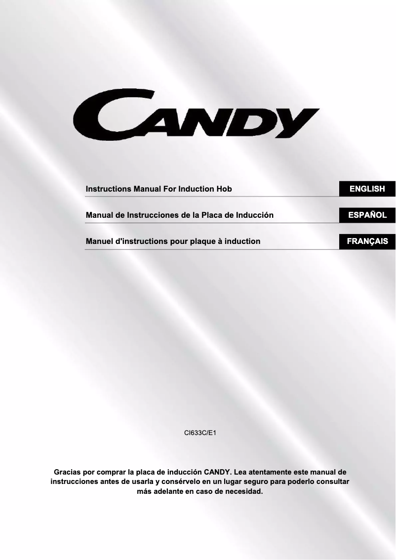 Page 1 of the manual User Manual Candy CI633C/E1