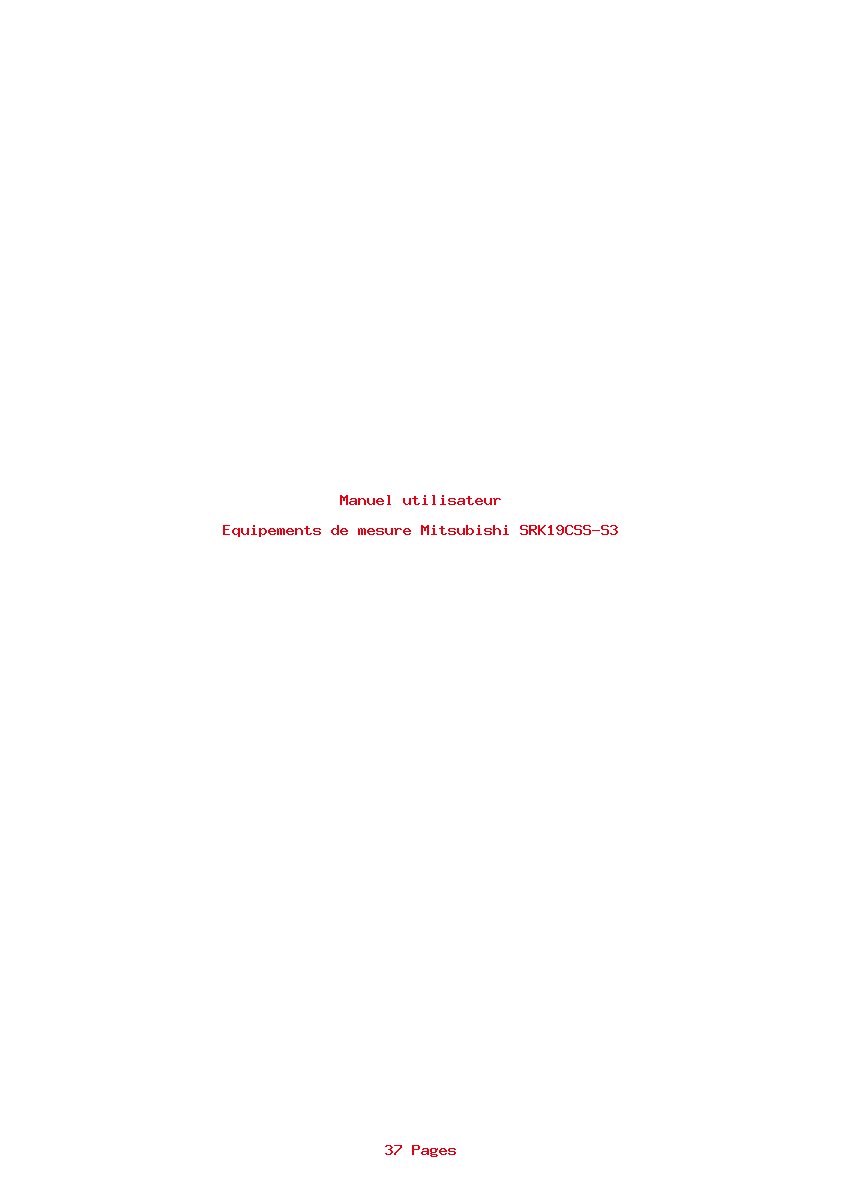 Page 1 de la notice Manuel utilisateur Mitsubishi SRK19CSS-S3