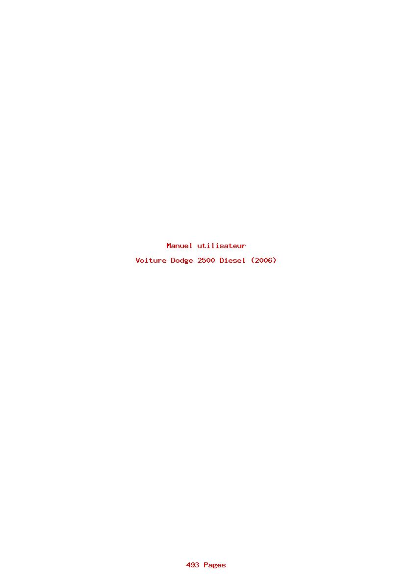 Page 1 de la notice Manuel utilisateur Dodge 2500 Diesel (2006)