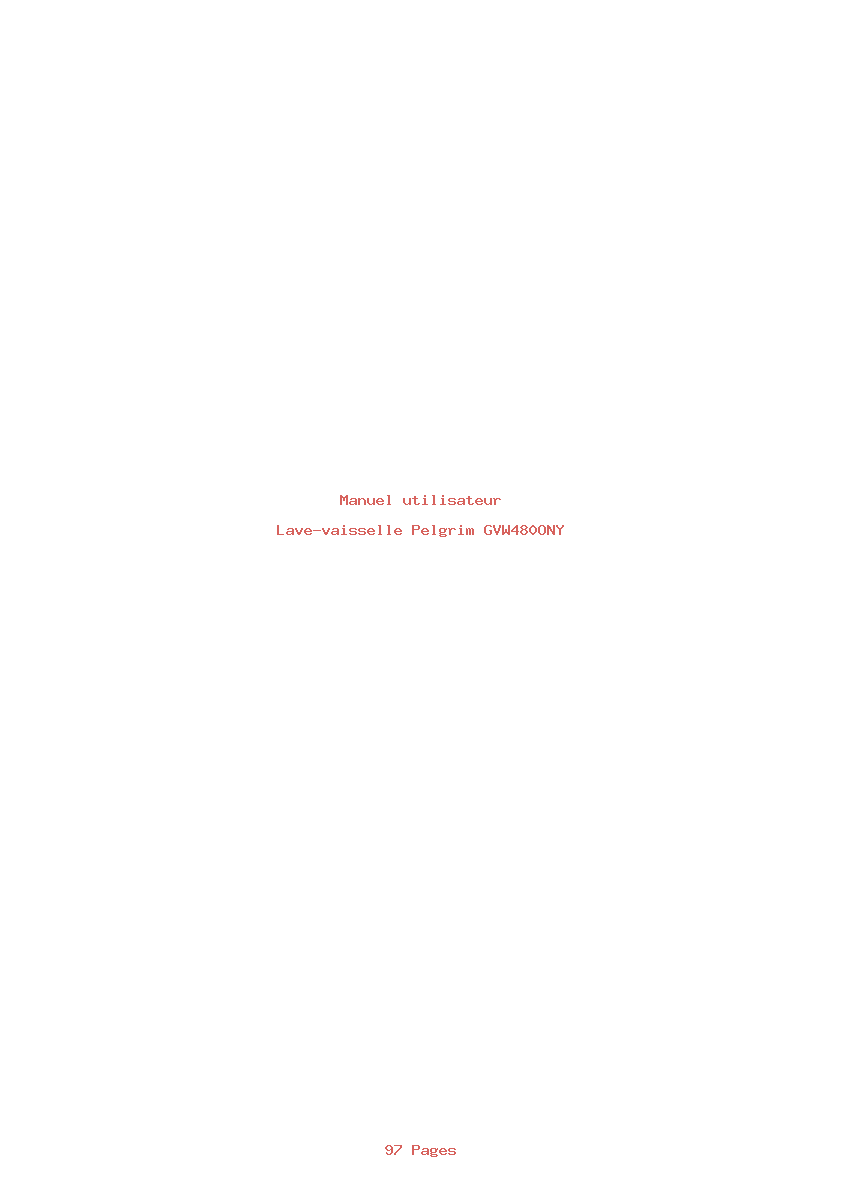 Page 1 de la notice Manuel utilisateur Pelgrim GVW480ONY