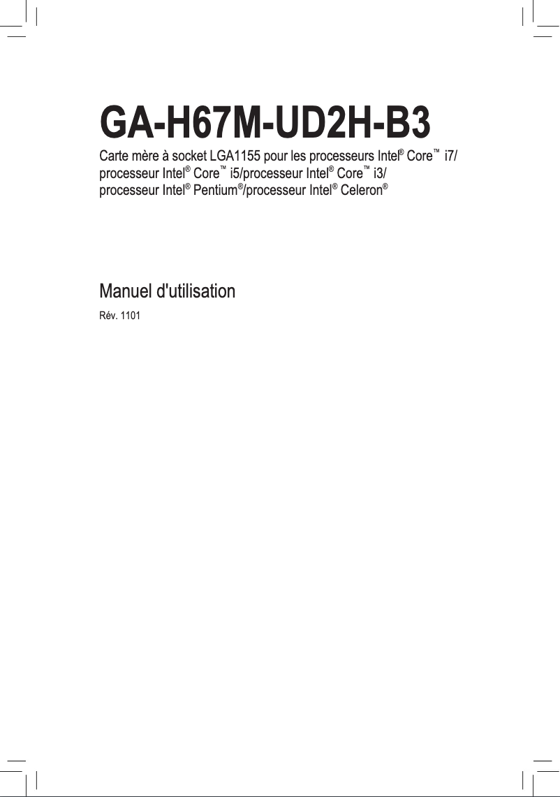 Page 1 de la notice Manuel utilisateur Gigabyte GA-H67M-UD2H-B3