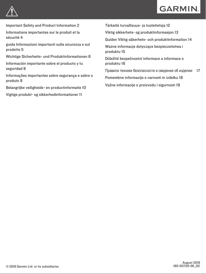 Page 1 de la notice Instructions de sécurité Garmin Oregon 750t
