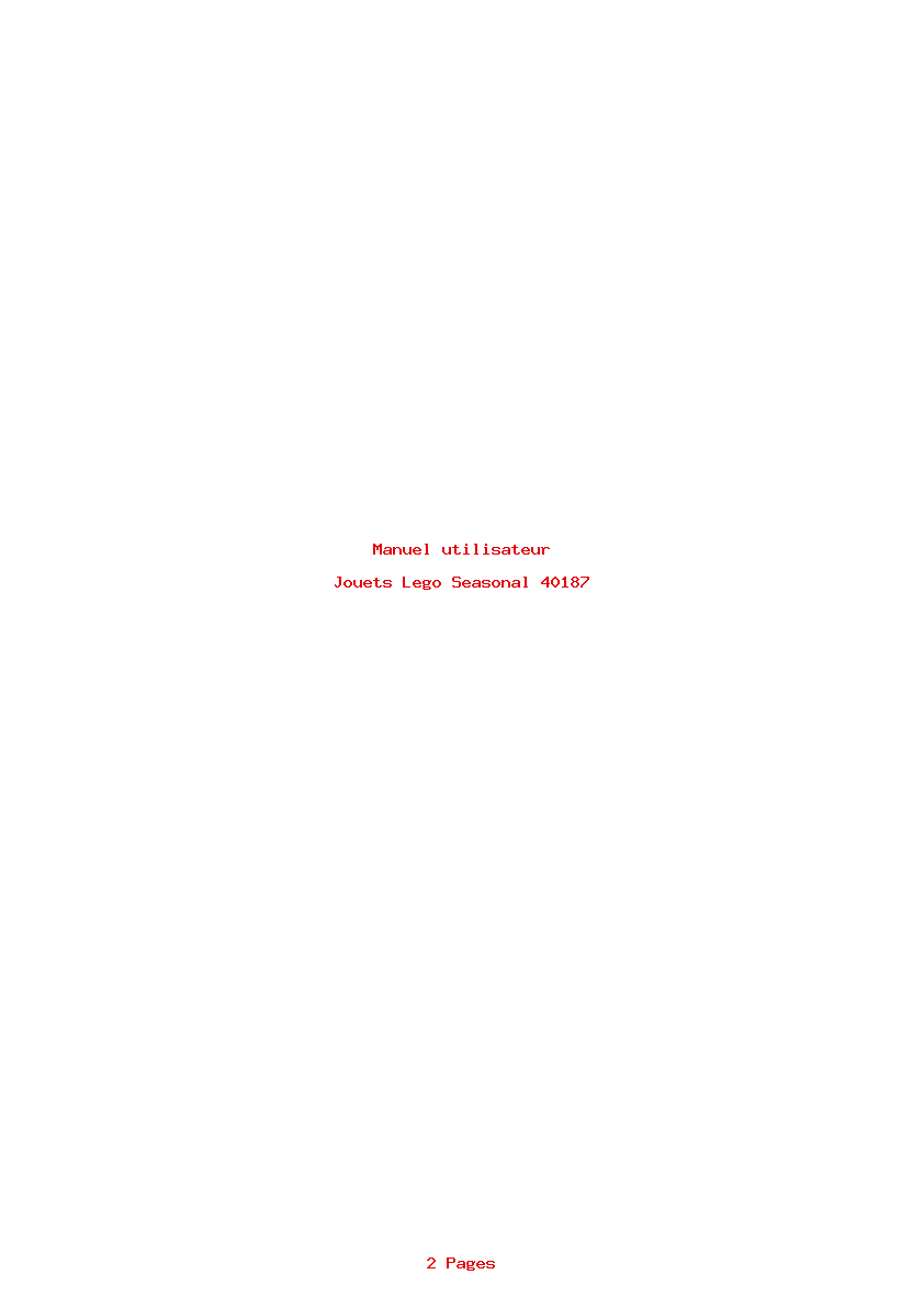 Page 1 de la notice Manuel utilisateur Lego Seasonal 40187