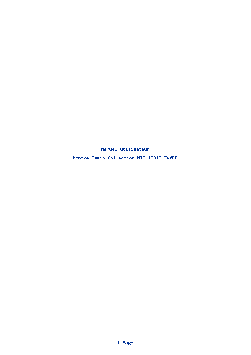 Page 1 de la notice Manuel utilisateur Casio Collection MTP-1291D-7AVEF