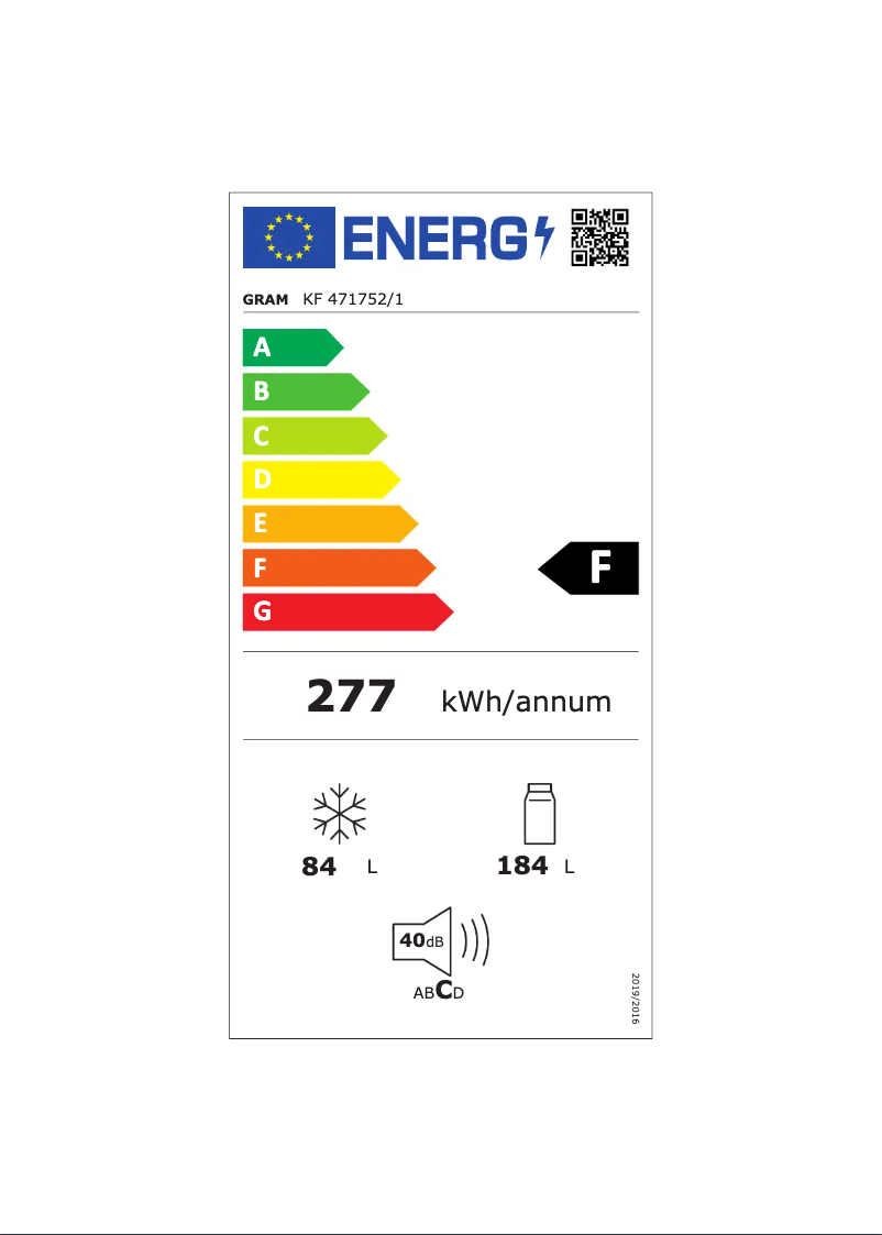 Page 1 de la notice Label énergétique Gram KF 471752/1