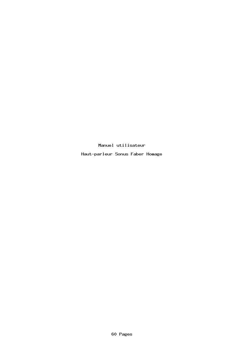 Page 1 de la notice Manuel utilisateur Sonus Faber Homage