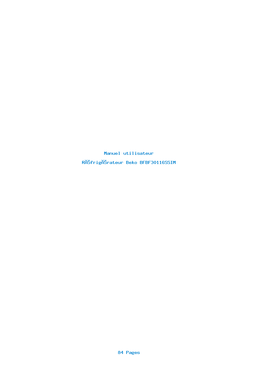 Page 1 de la notice Manuel utilisateur Beko BFBF30116SSIM