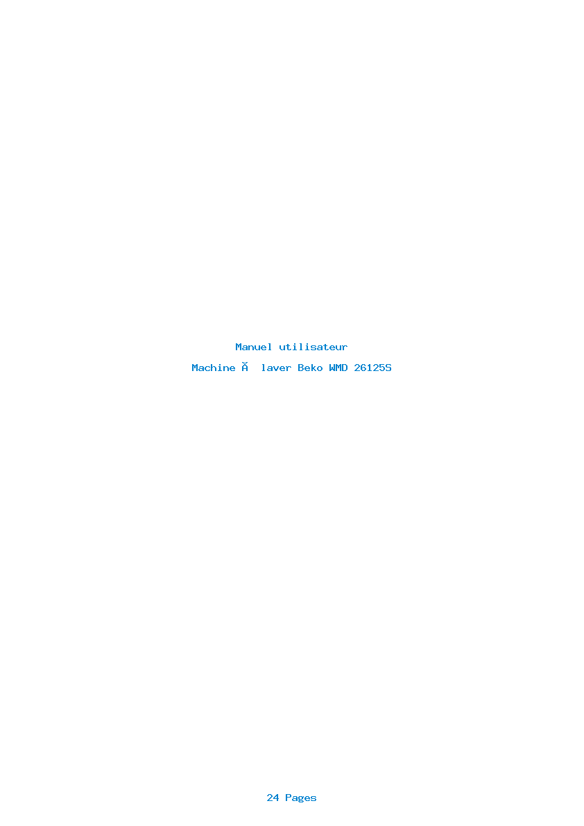 Page 1 de la notice Manuel utilisateur Beko WMD 26125S