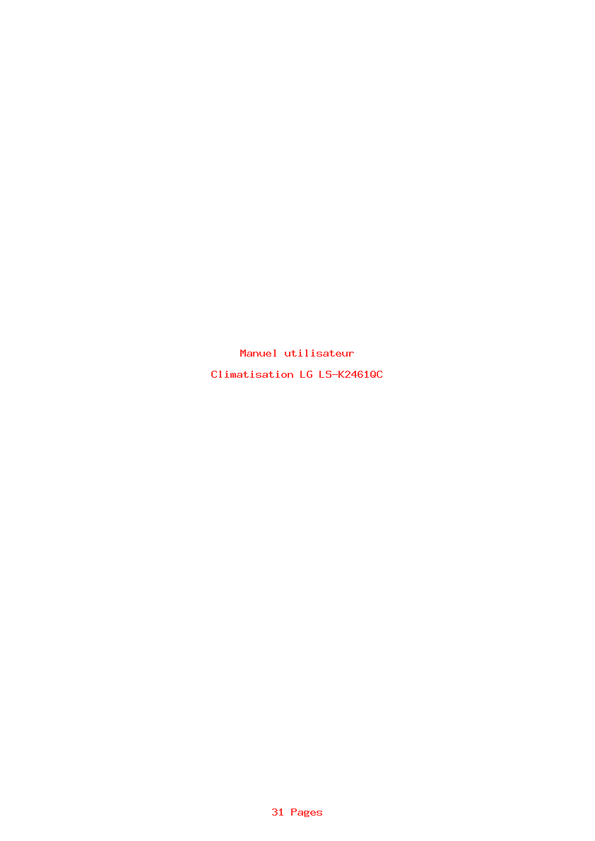 Page 1 de la notice Manuel utilisateur LG LS-K2461QC
