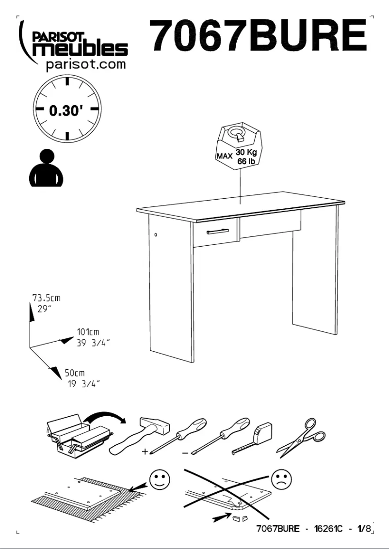 Page 1 de la notice Manuel utilisateur Parisot School 7067BURE