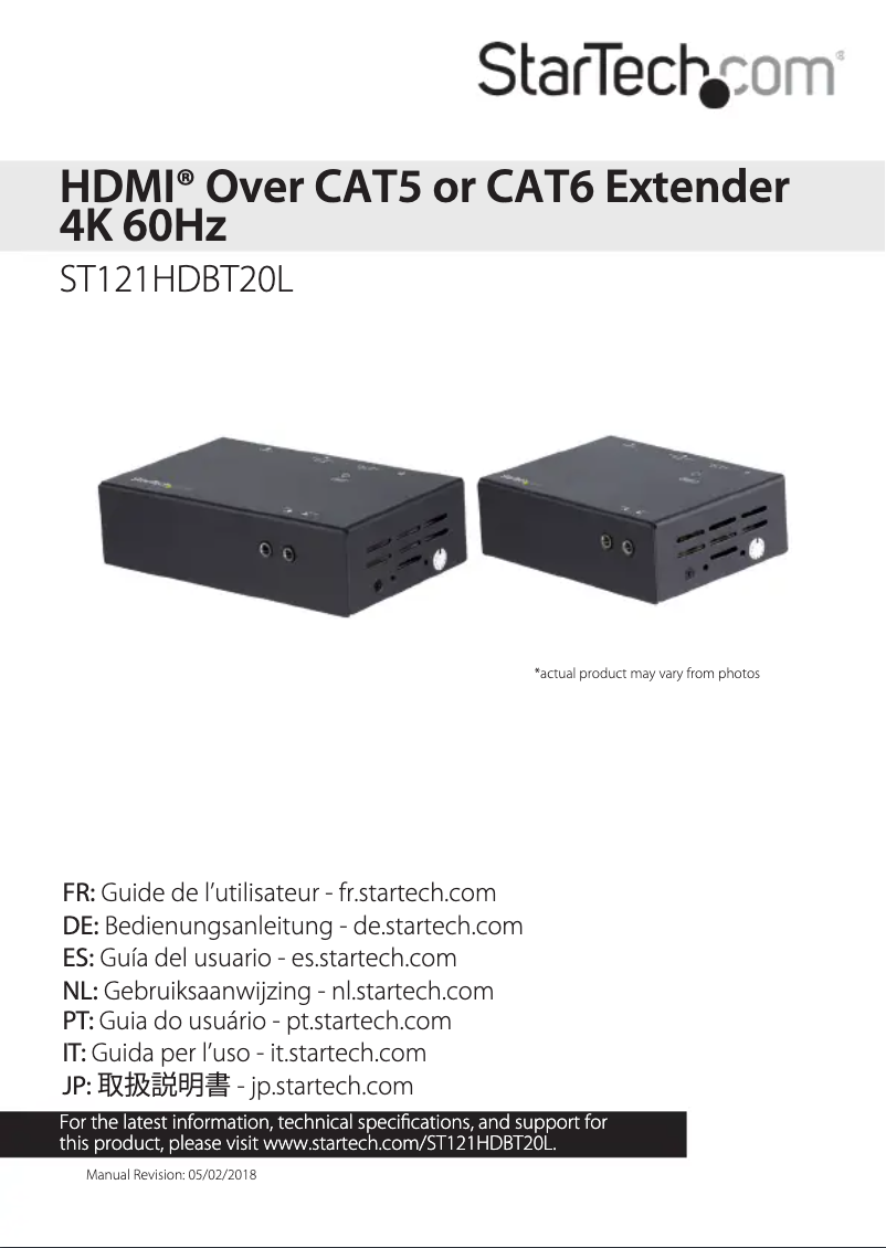 Page 1 de la notice Mode d'emploi StarTech.com ST121HDBT20L