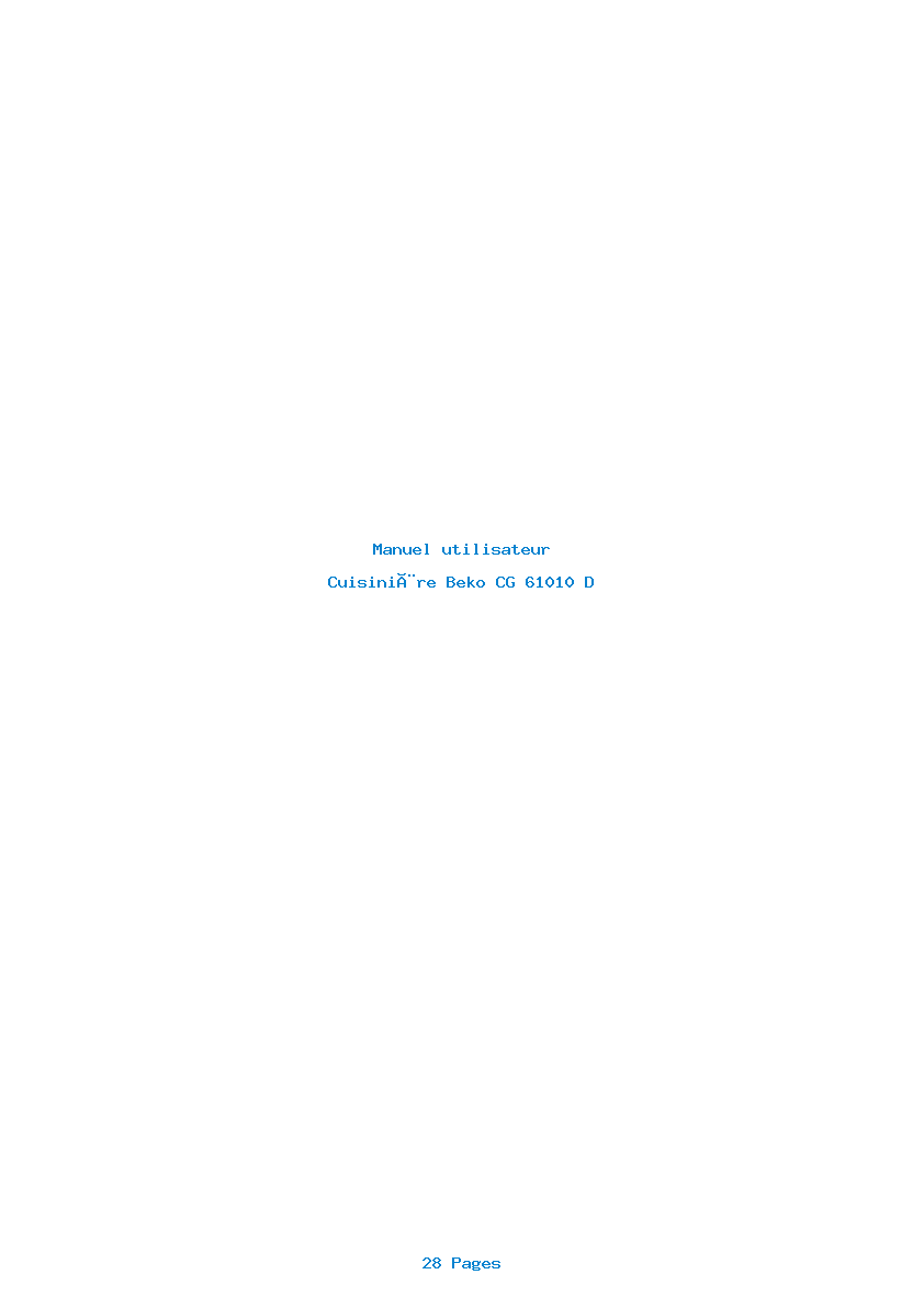 Page 1 de la notice Manuel utilisateur Beko CG 61010 D