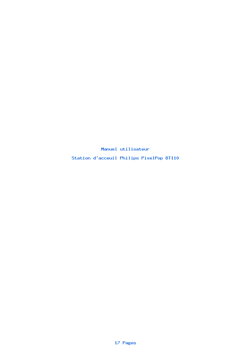 Page 1 de la notice Manuel utilisateur Philips PixelPop BT110