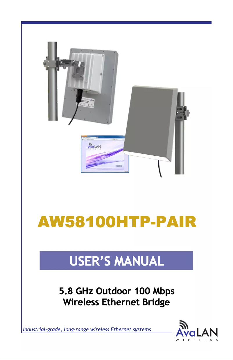 Page 1 de la notice Manuel utilisateur AvaLAN AW58100HTP-Pair
