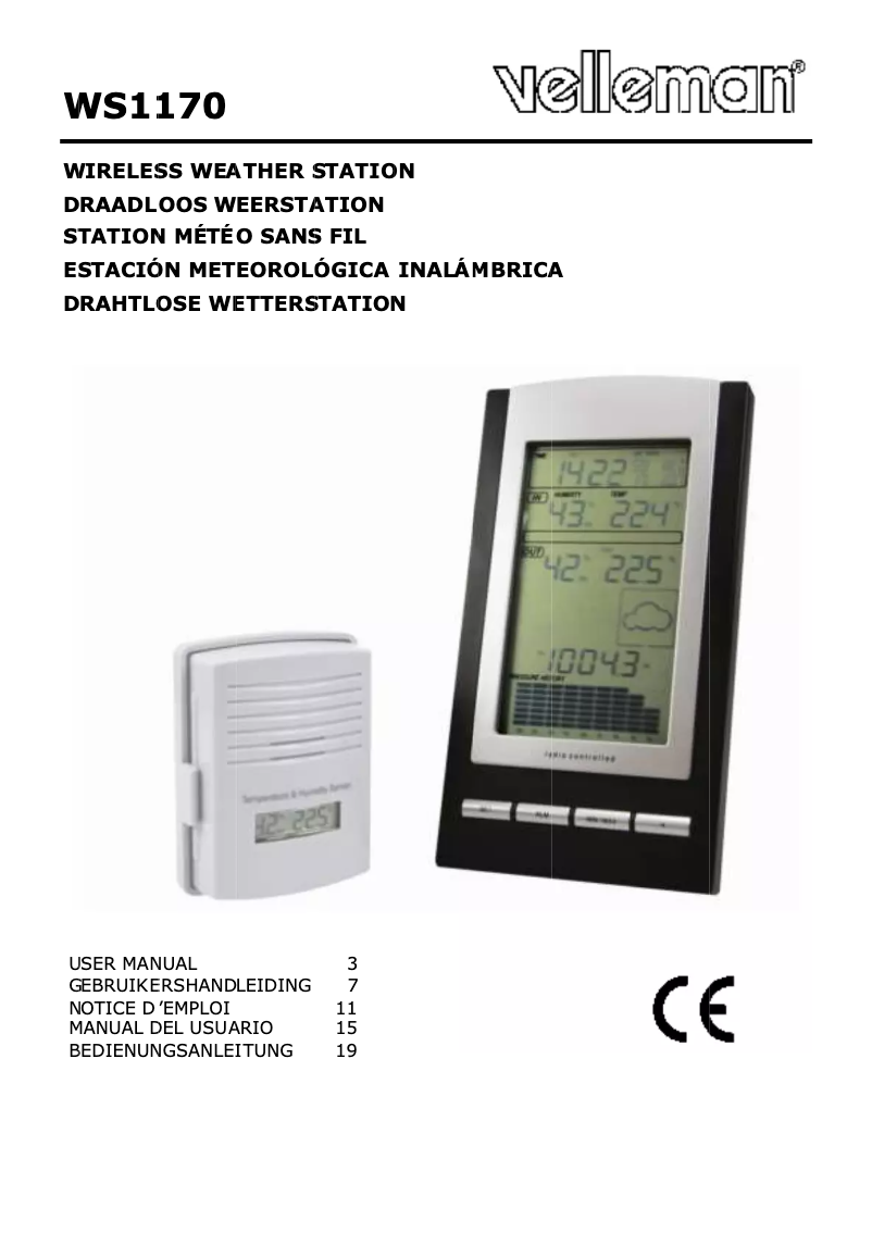 Página 1 del manual Manual de usuario Velleman WS1170