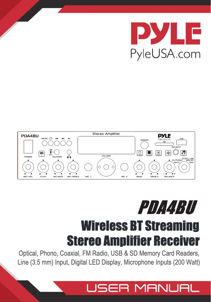 Page 1 de la notice Manuel utilisateur Pyle PDA4BU