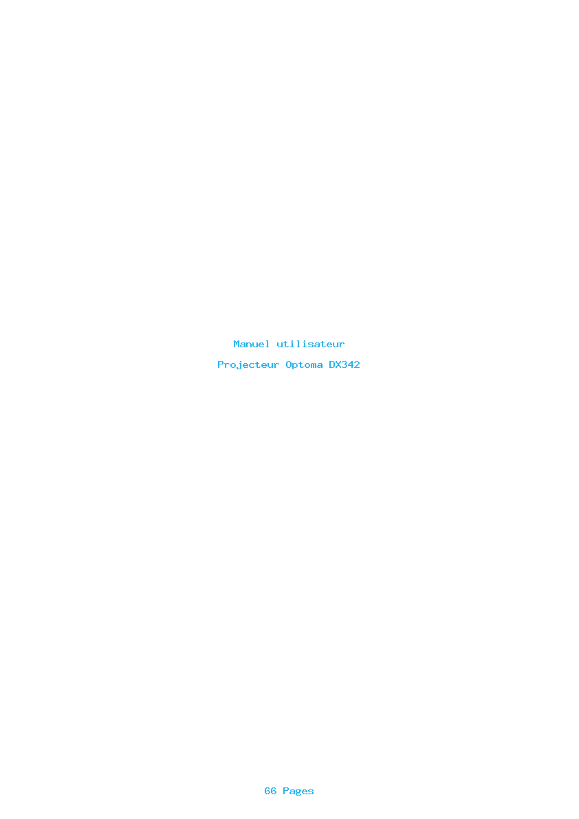 Page 1 de la notice Manuel utilisateur Optoma DX342
