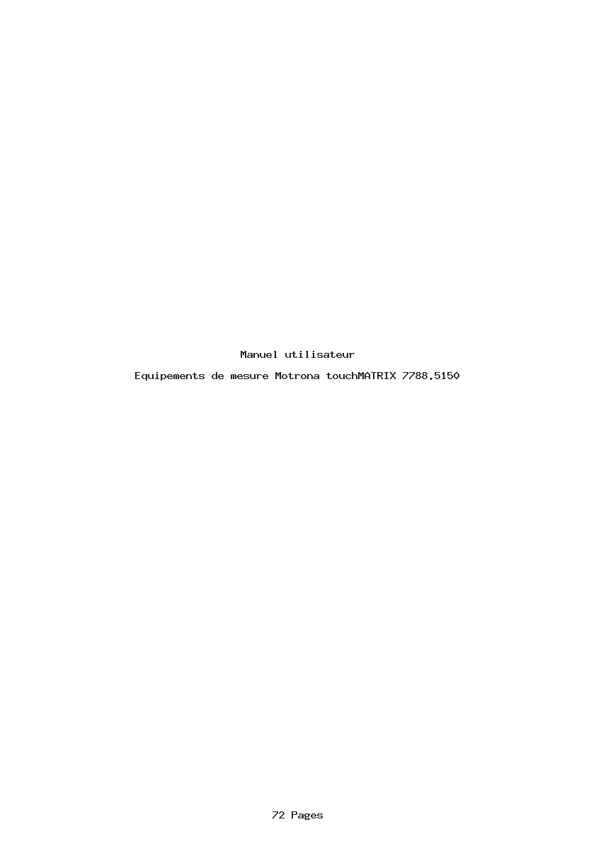 Page 1 de la notice Manuel utilisateur Motrona touchMATRIX 7788.5150
