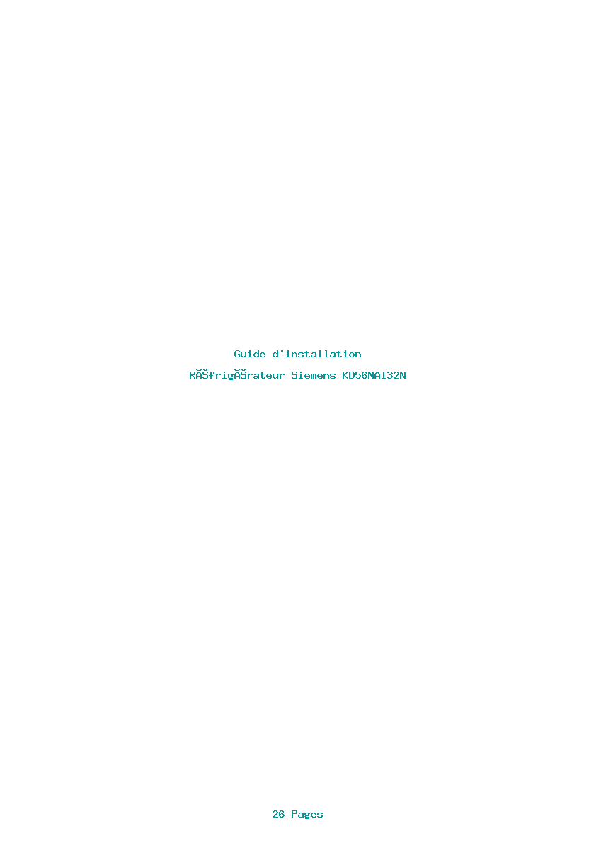 Page 1 de la notice Guide d'installation Siemens KD56NAI32N