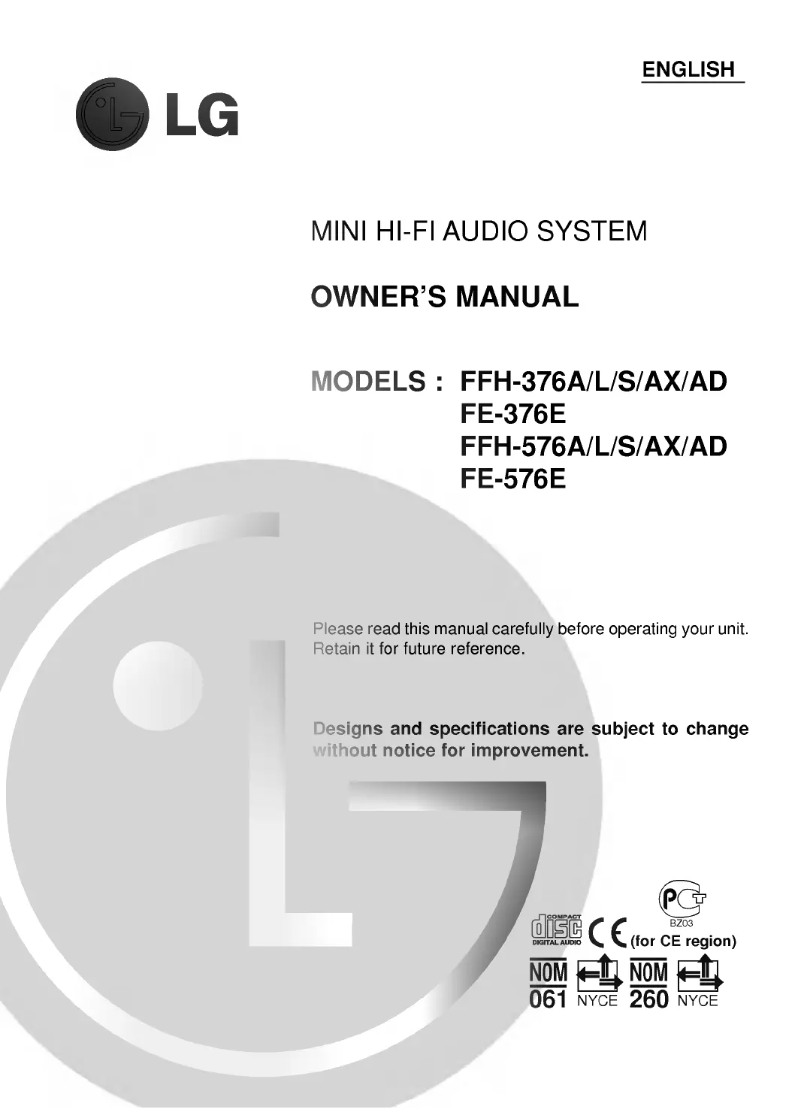 Page 1 de la notice Manuel utilisateur LG FFH-576AX