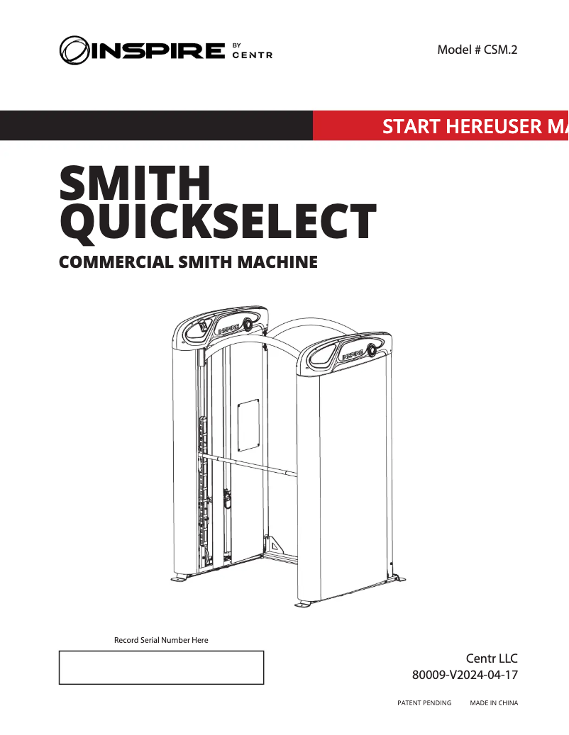 Page 1 de la notice Manuel utilisateur Inspire Smith QuickSelect