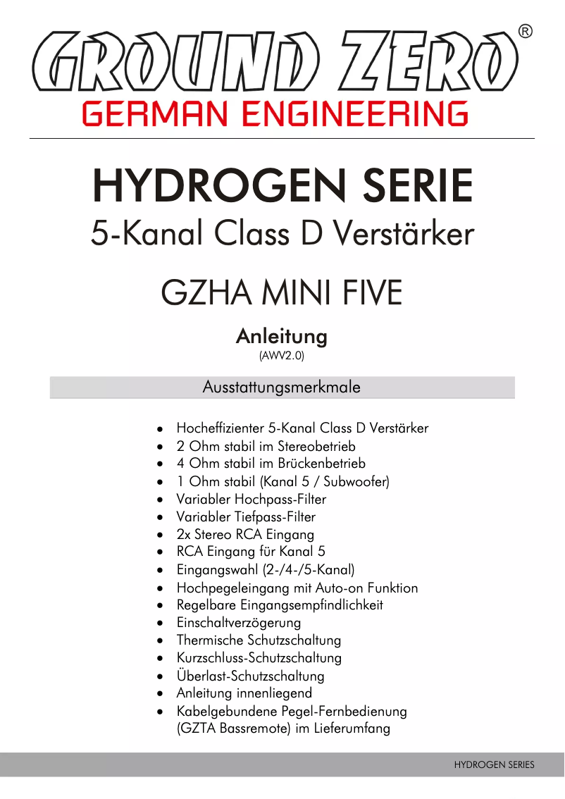 Page 1 of the manual User Manual Ground Zero GZHA MINI FIVE