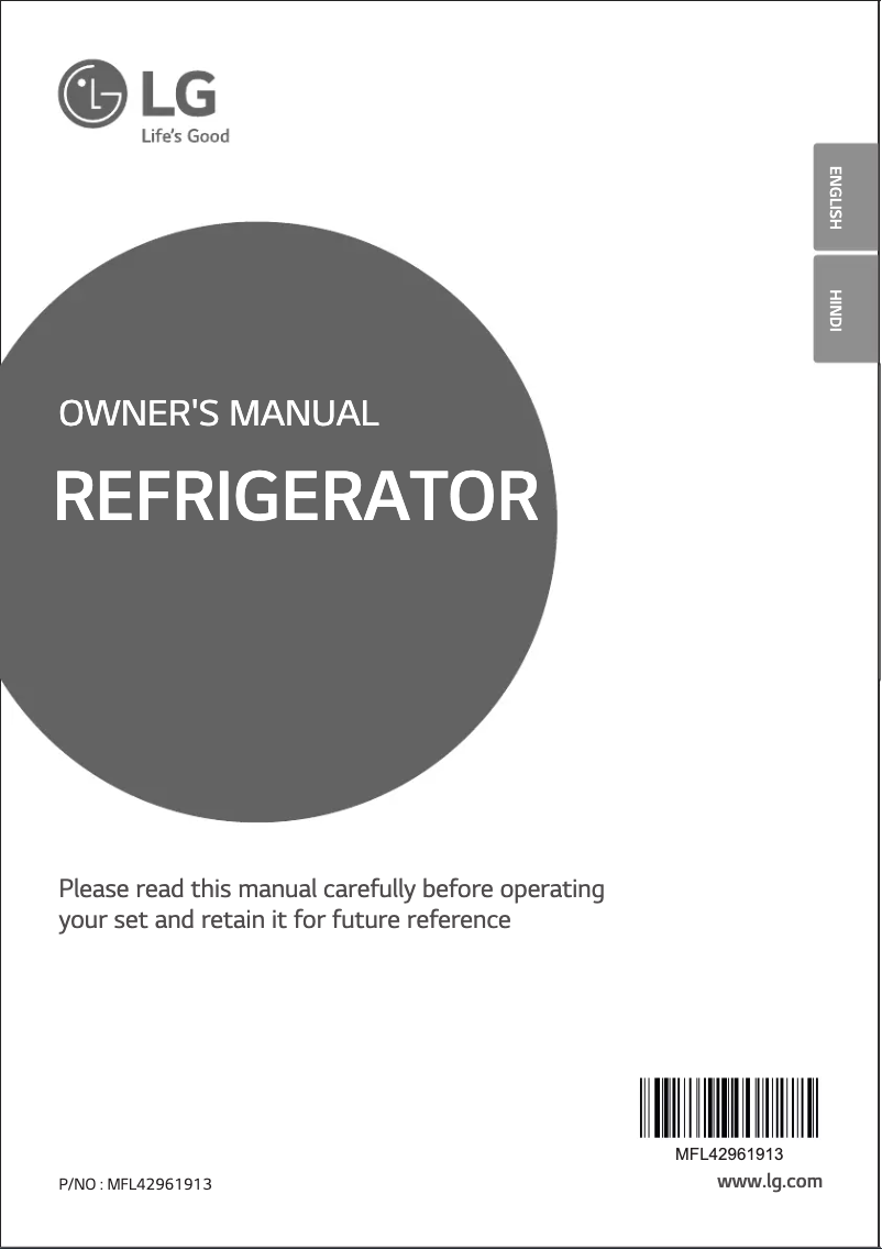 Page 1 de la notice Manuel utilisateur LG GL-B181RPHW