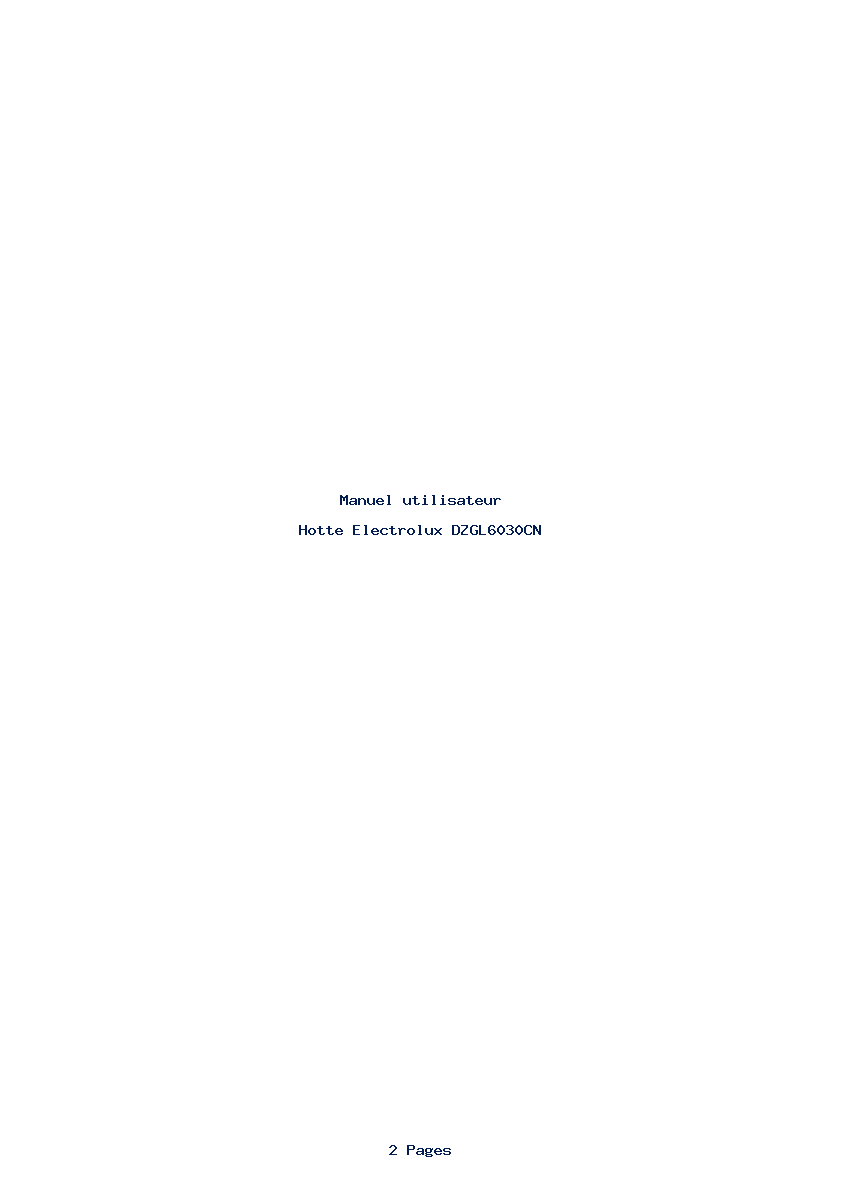 Page 1 de la notice Manuel utilisateur Electrolux DZGL6030CN