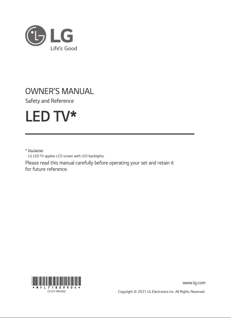 Page 1 de la notice Manuel utilisateur LG 55UR762H0GC