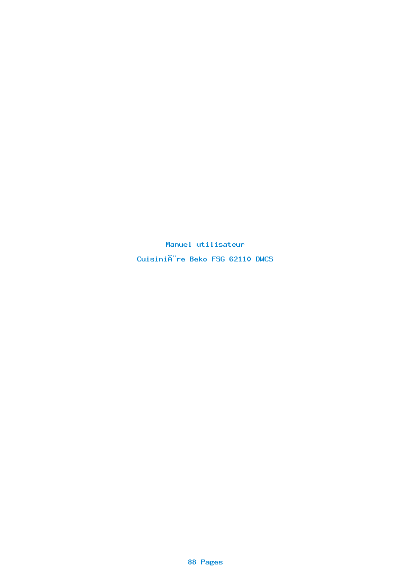 Page 1 de la notice Manuel utilisateur Beko FSG 62110 DWCS