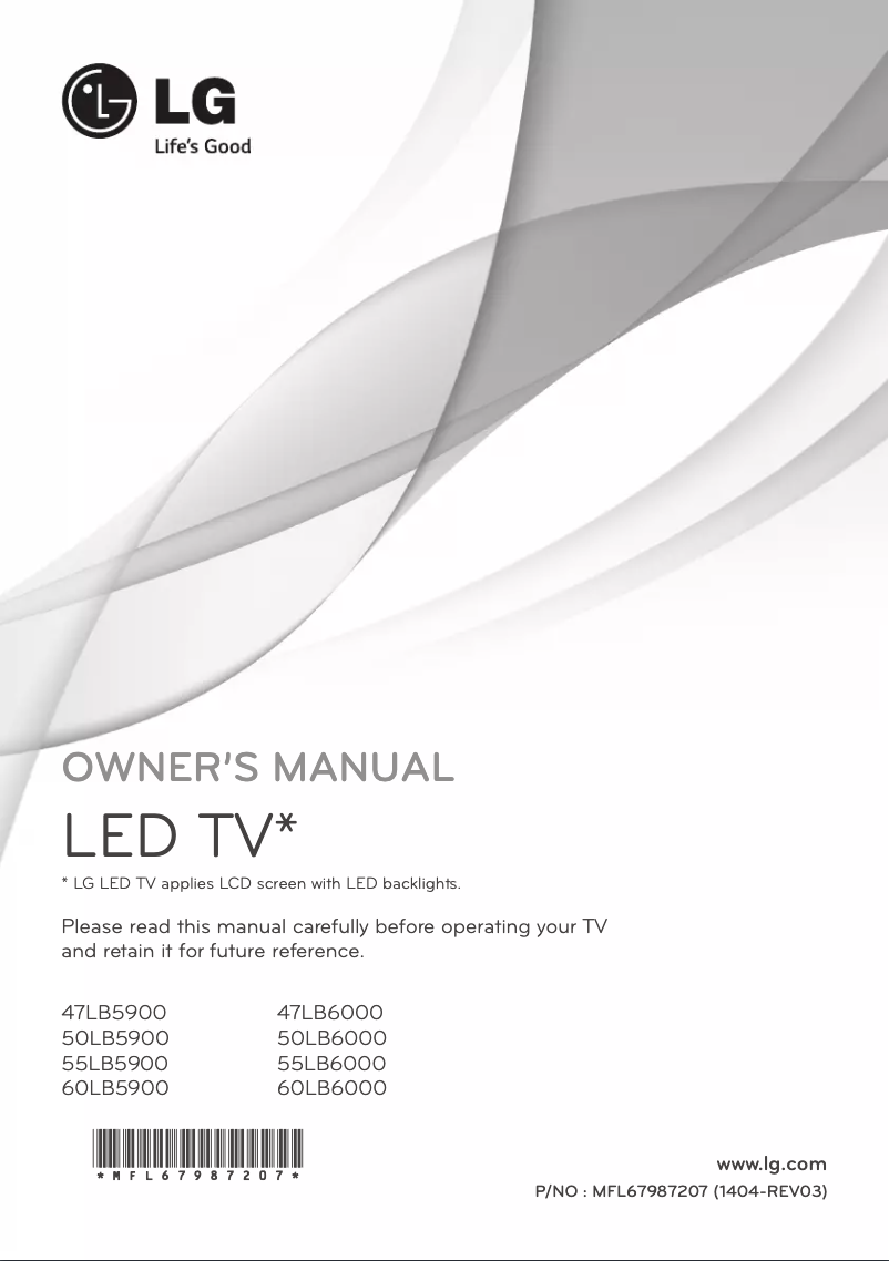 Page 1 de la notice Manuel utilisateur LG 60LB5900