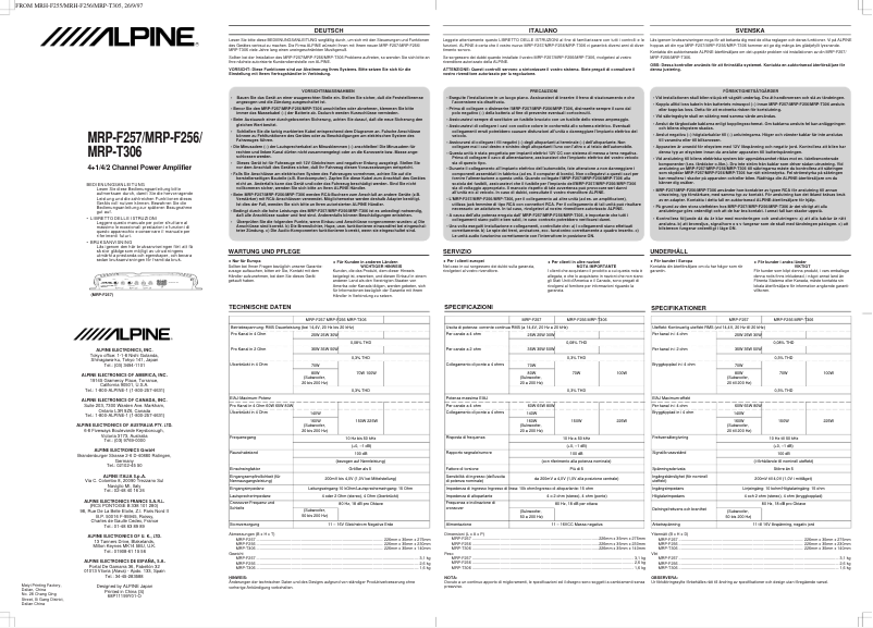 Page 1 de la notice Manuel utilisateur Alpine MRP-T306