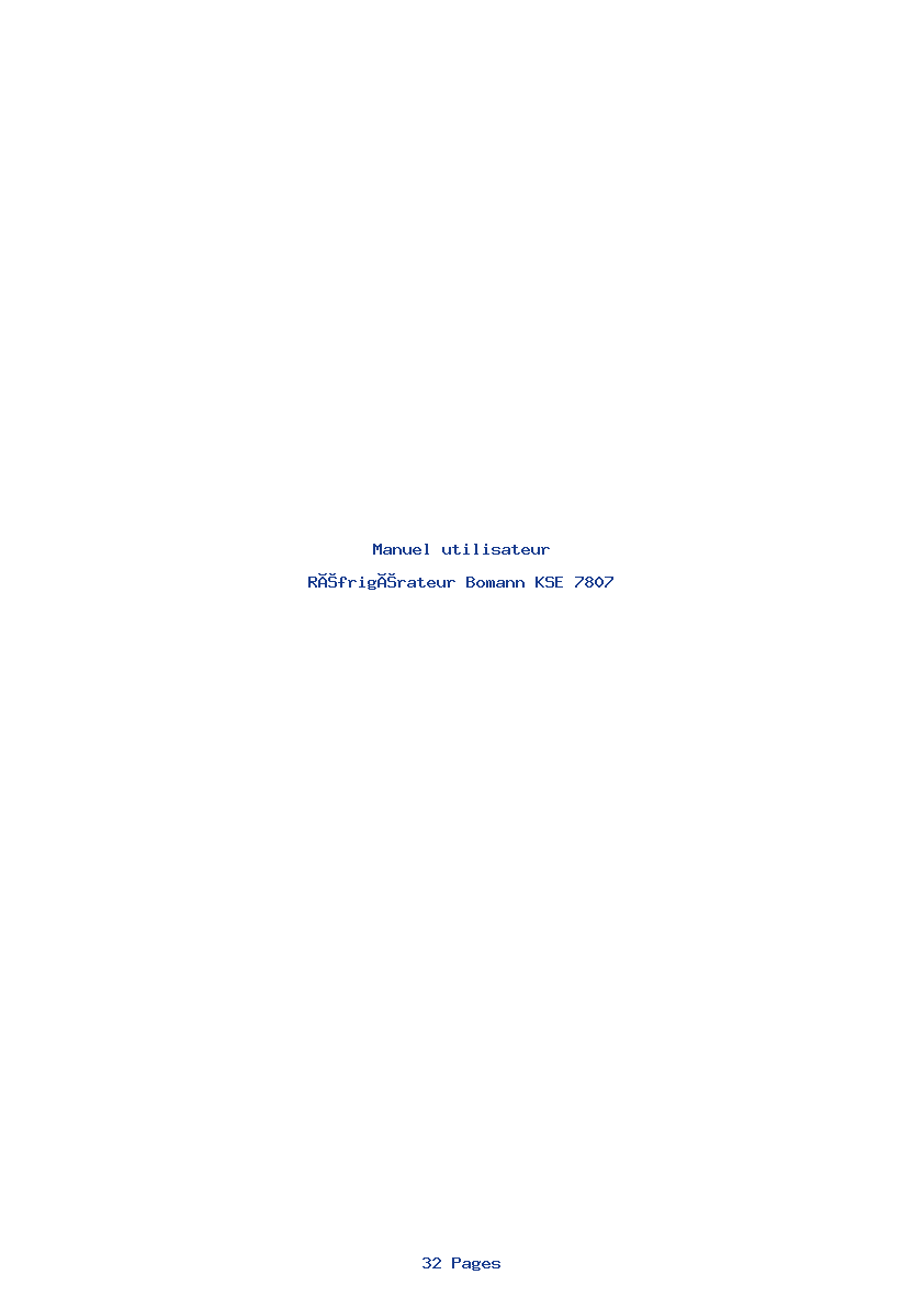 Page 1 de la notice Manuel utilisateur Bomann KSE 7807