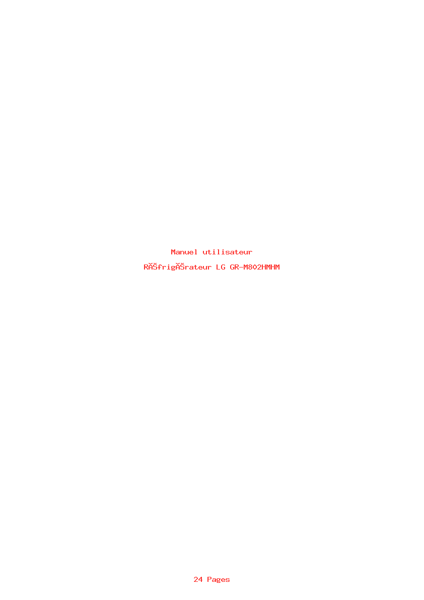 Page 1 de la notice Manuel utilisateur LG GR-M802HMHM
