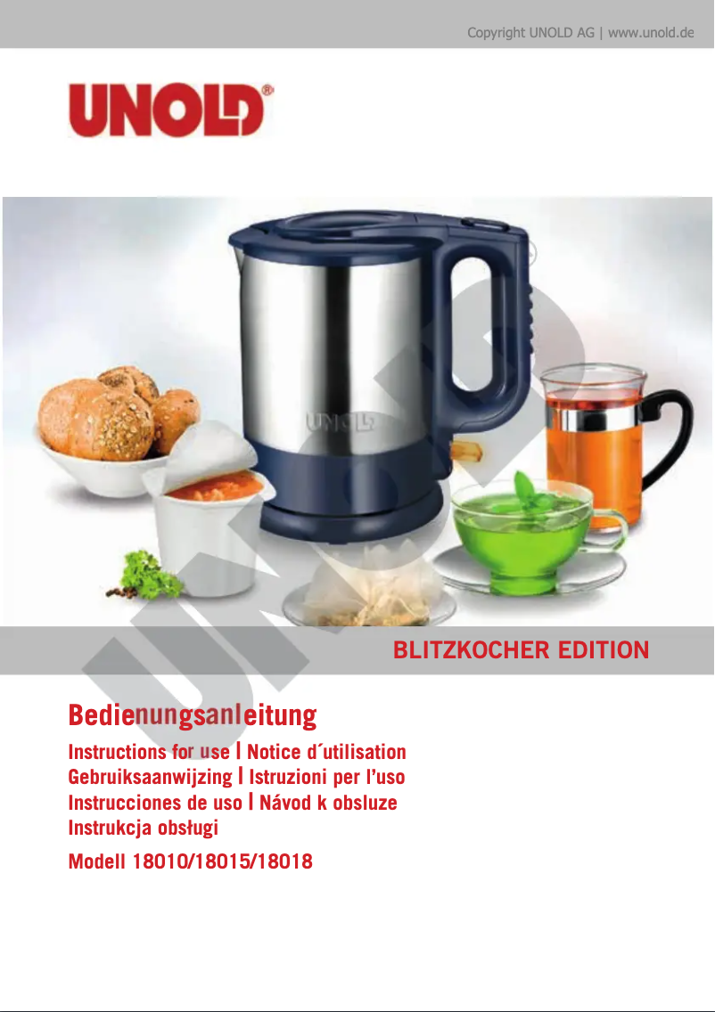Page 1 de la notice Manuel utilisateur Unold 18015