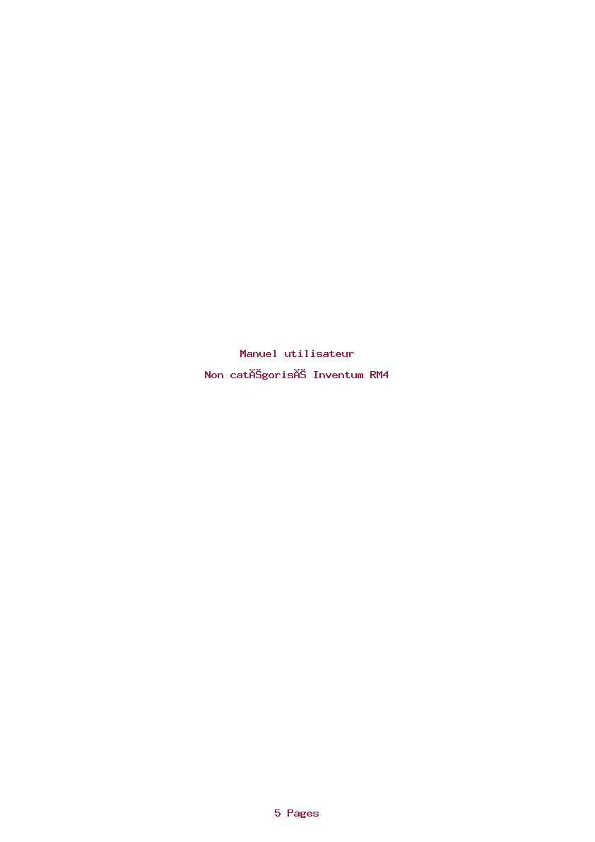 Page 1 de la notice Manuel utilisateur Inventum RM4