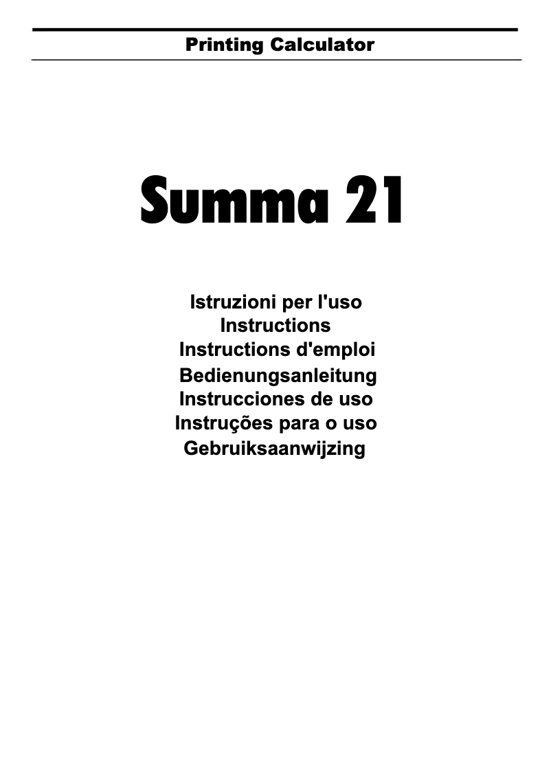 Page 1 de la notice Manuel utilisateur Olivetti Summa 21