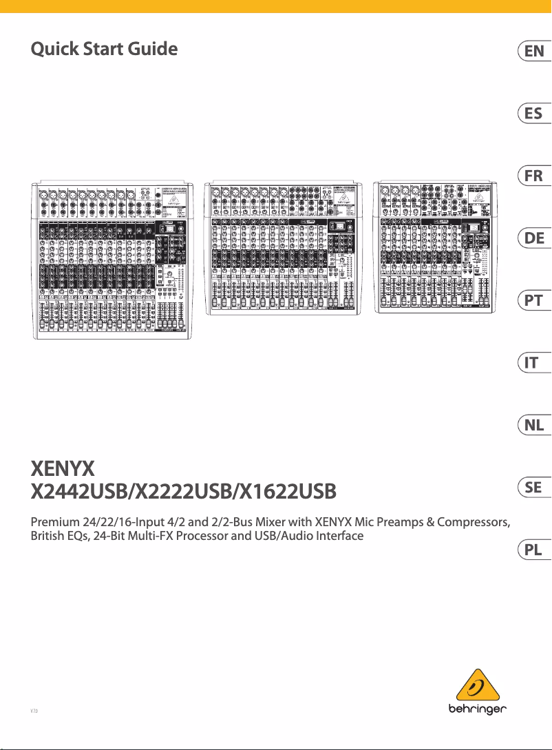 Page 1 de la notice Guide de démarrage rapide Behringer Xenyx X2222USB