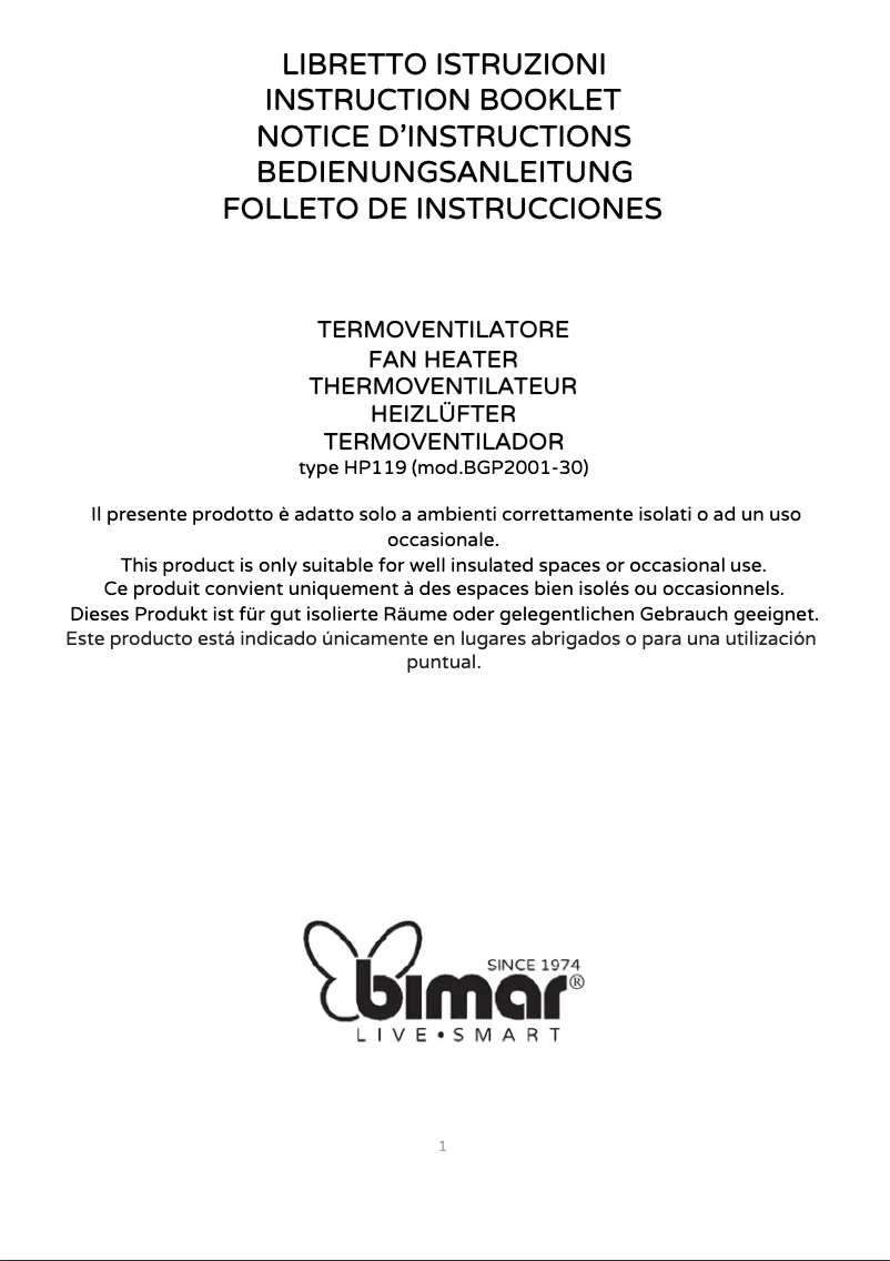 Page 1 de la notice Manuel utilisateur Bimar HP119