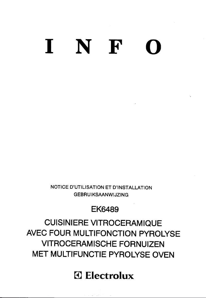 Page 1 de la notice Manuel utilisateur Electrolux EK6489