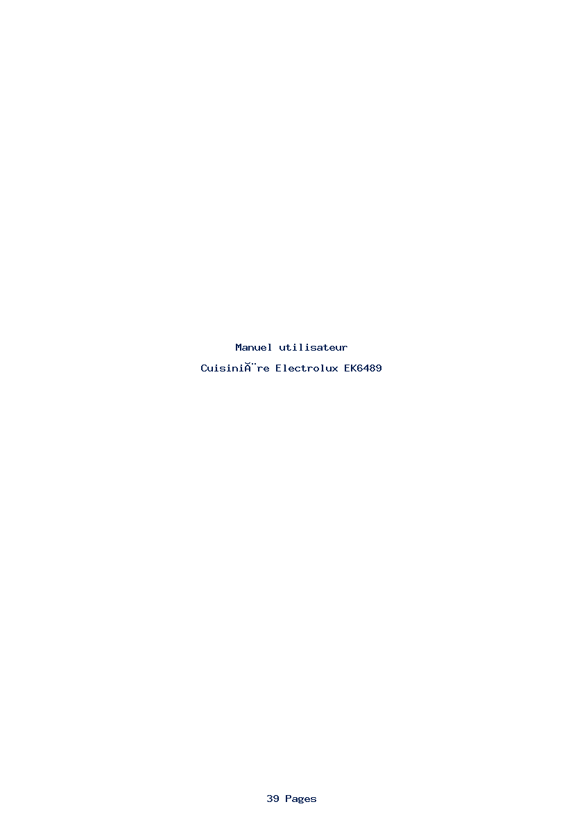 Page 1 de la notice Manuel utilisateur Electrolux EK6489