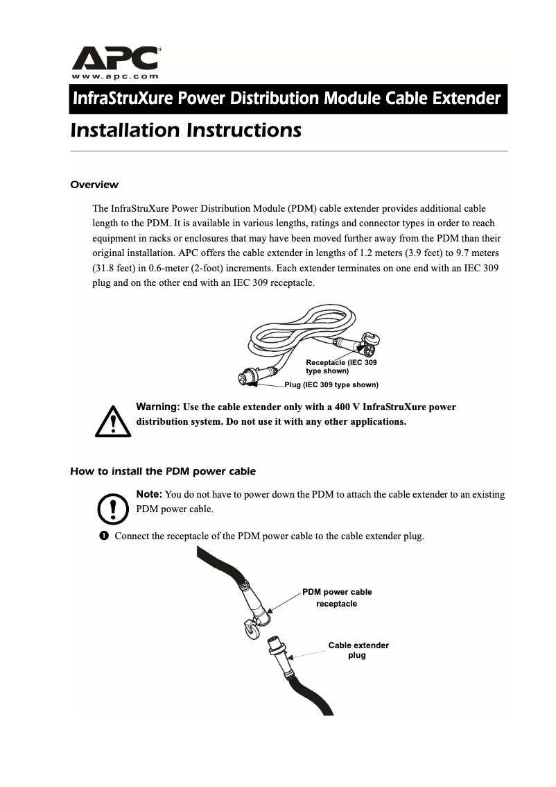 Page 1 de la notice Manuel utilisateur APC PDX332IEC-960