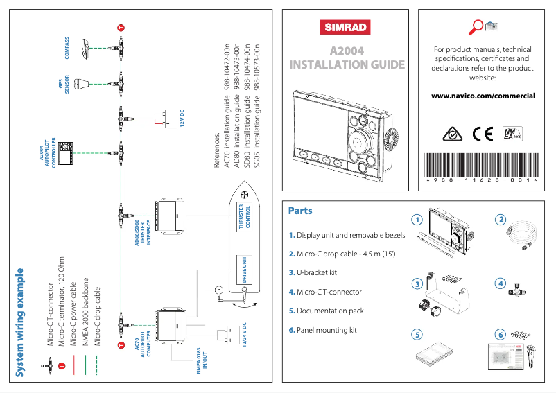 Page 1 de la notice Guide d'installation Simrad A2004