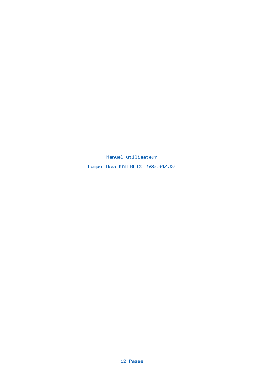 Page 1 de la notice Manuel utilisateur Ikea KALLBLIXT 505.347.07
