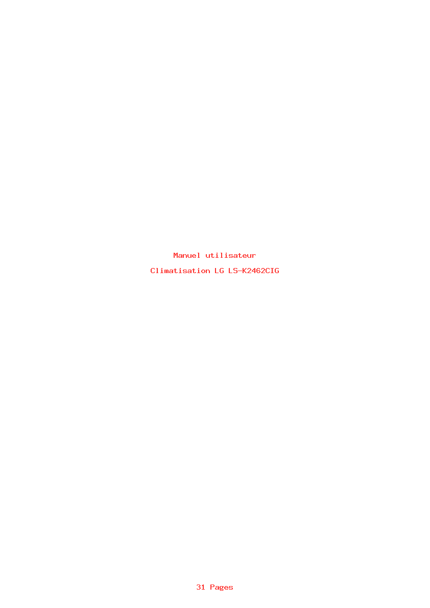Page 1 de la notice Manuel utilisateur LG LS-K2462CIG