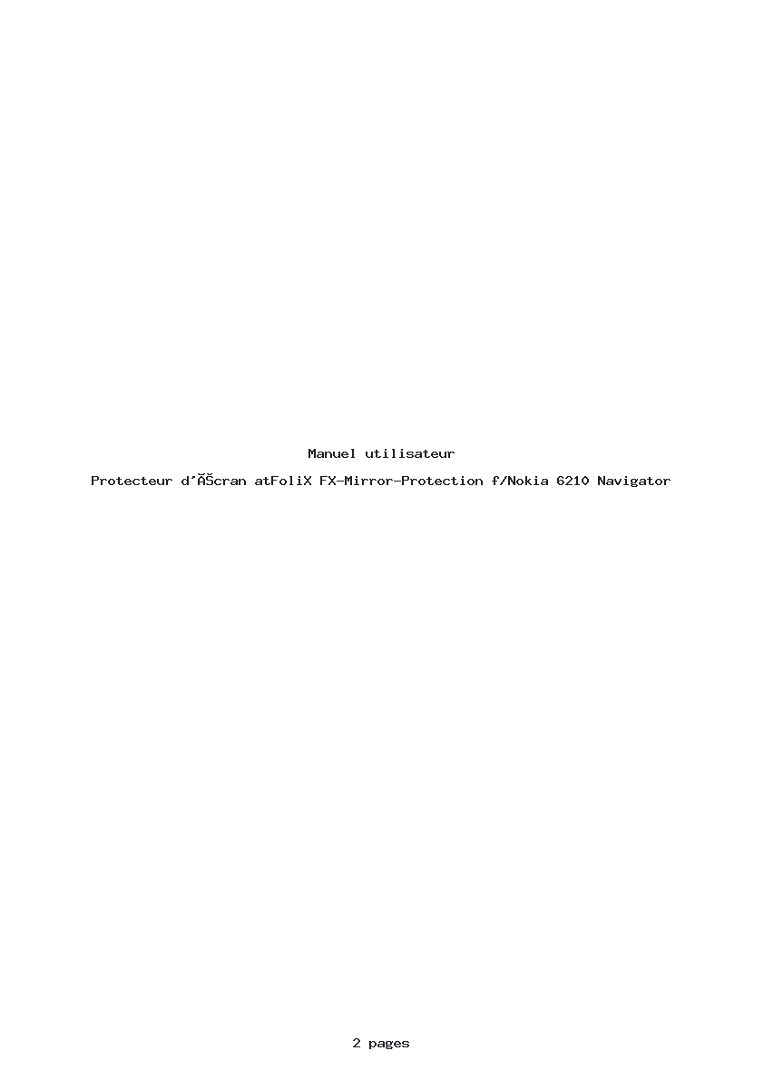 Image de la première page du manuel de l'appareil FX-Mirror-Protection f/Nokia 6210 Navigator
